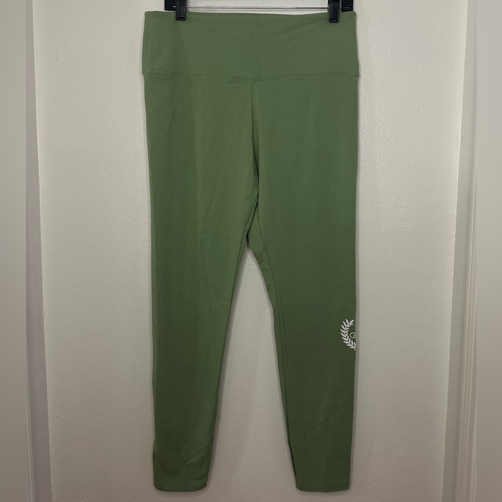 NWT Womens Breathable Victorias Secret Green Ankle Stretch Cotton Leggings Sz XL